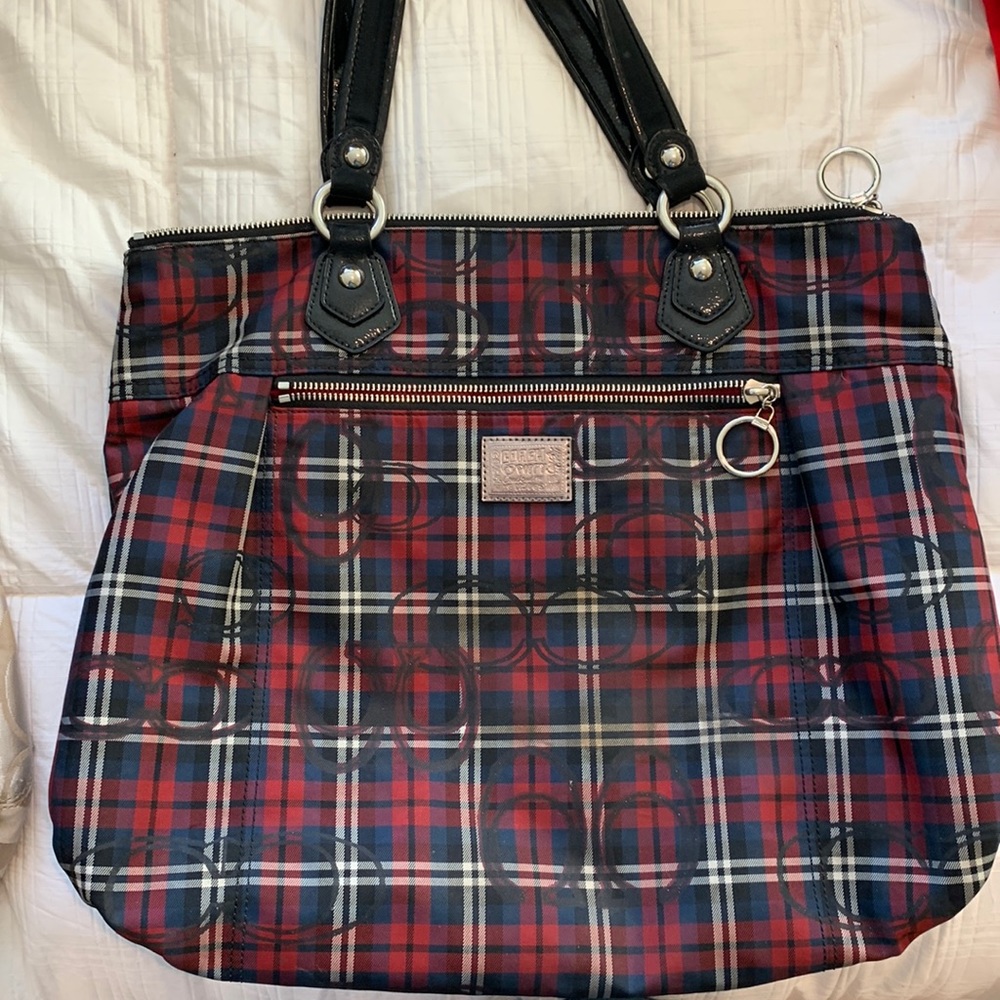 Coach holiday plaid purse